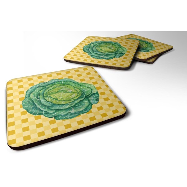 Carolines Treasures Cabbage on Basketweave Foam Coasters - Set of 4 - BB7187FC