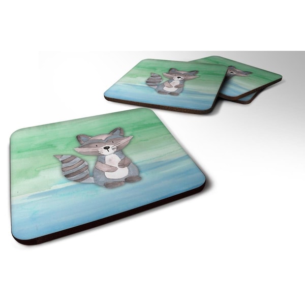Carolines Treasures Raccoon Watercolor Foam Coasters - Set of 4 - BB7438FC