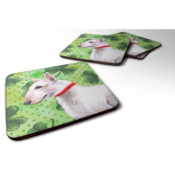 Carolines Treasures Bull Terrier St.Patricks Foam Coaster, 3.5 x 3.5 in. - Set of 4 - BB9867FC