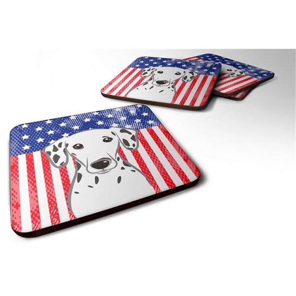 Carolines Treasures American Flag and Dalmatian Foam Coaster, Set of 4 - BB2140FC