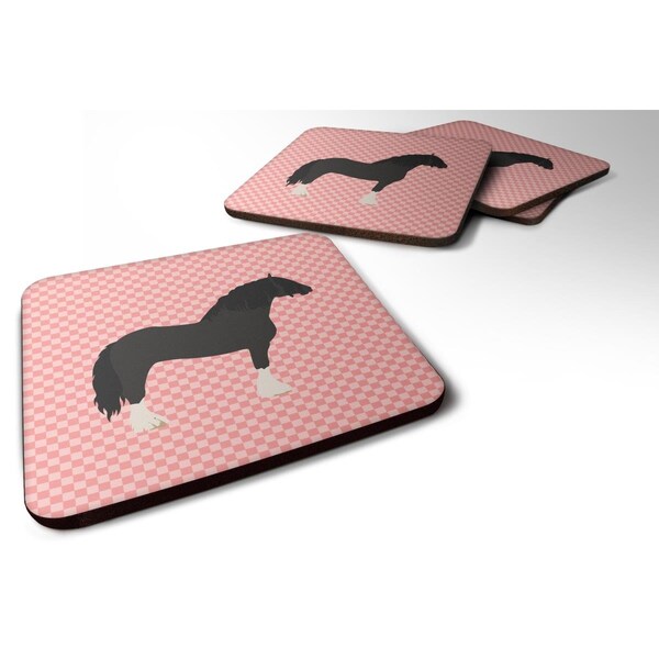 Carolines Treasures Pomeranian Rogener Goose Pink Check Foam Coaster, Set of 4 - BB7904FC