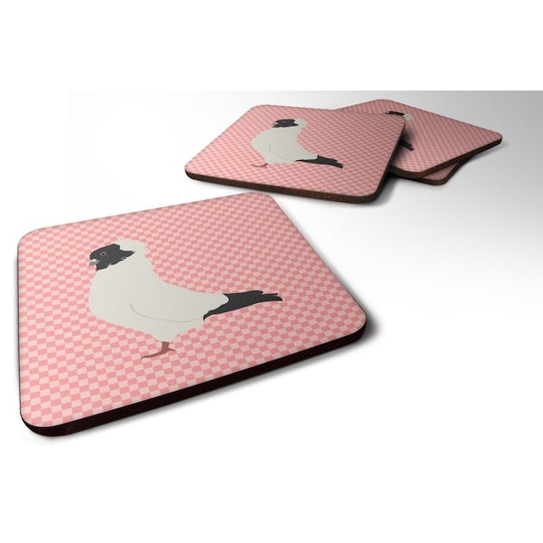 Carolines Treasures Nun Pigeon Pink Check Foam Coaster, Set of 4 - BB7952FC