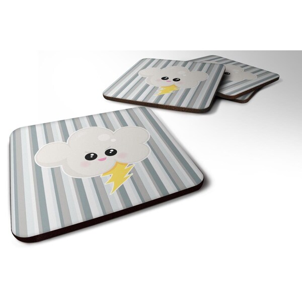 Carolines Treasures Weather Thuderstorm Face Foam Coasters - Set of 4 - BB7148FC