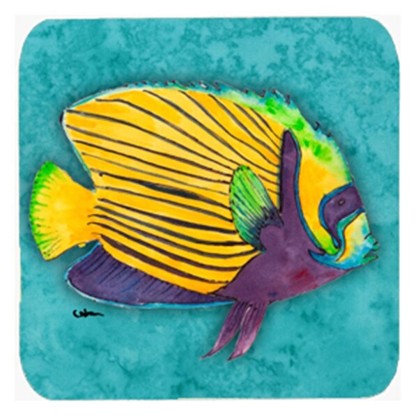 Carolines Treasures Fish Tropical On Teal Foam Coasters- Set of 4 - 8674FC