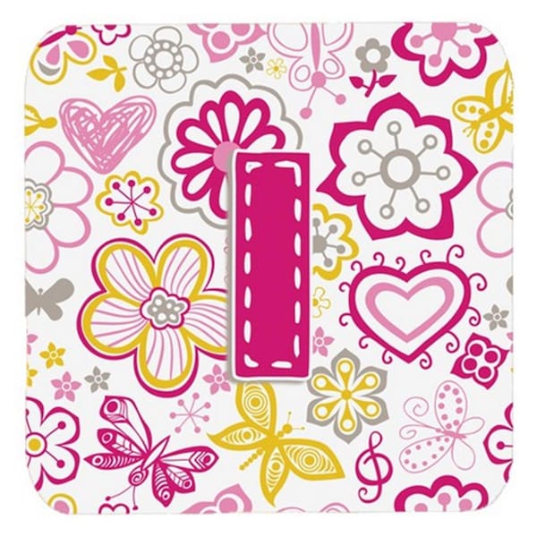 Carolines Treasures Letter I Flowers And Butterflies Pink Foam Coasters- Set of 4 - CJ2005-IFC