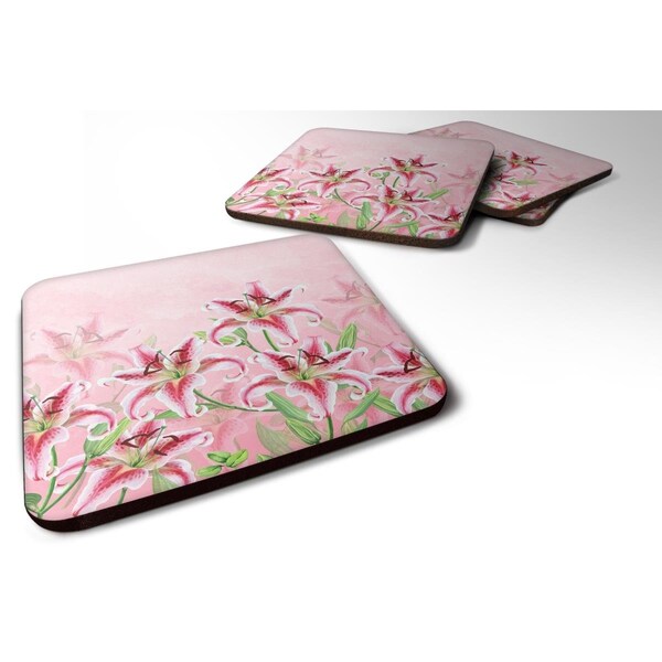 Carolines Treasures Pink Lillies Foam Coasters - Set of 4 - BB7446FC