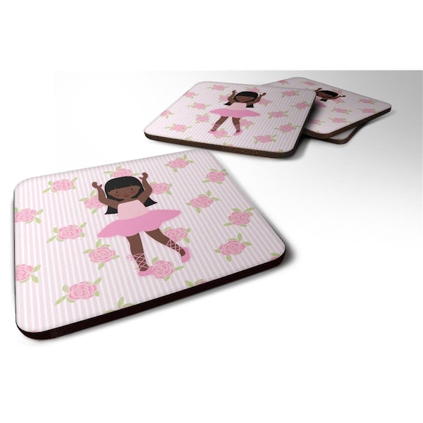 Carolines Treasures Ballerina African American Long Hair Foam Coaster, Set of 4 - BB5180FC