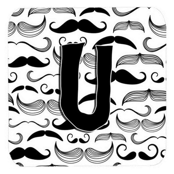 Carolines Treasures Letter U Moustache Initial Foam Coasters- Set of 4 - CJ2009-UFC
