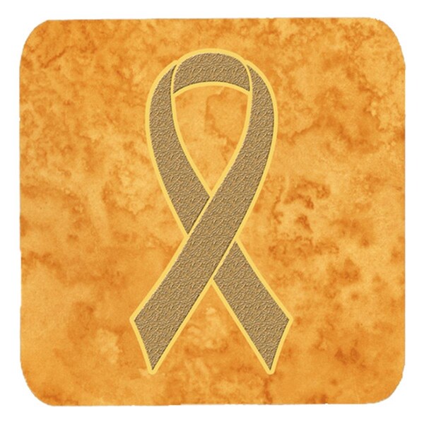 Carolines Treasures 3.5 x 3.5 In. Peach Ribbon for Uterine Cancer Awareness Foam Coasters, 4PK - AN1219FC