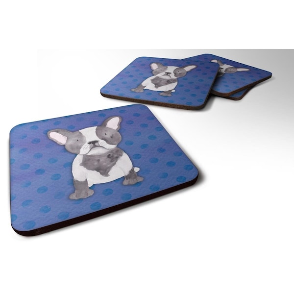 Carolines Treasures French Bulldog Polkadot Watercolor Foam Coasters - Set of 4 - BB7394FC