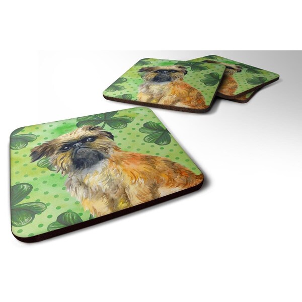 Carolines Treasures Brussels Griffon St.Patricks Foam Coaster, 3.5 x 3.5 in. - Set of 4 - BB9861FC