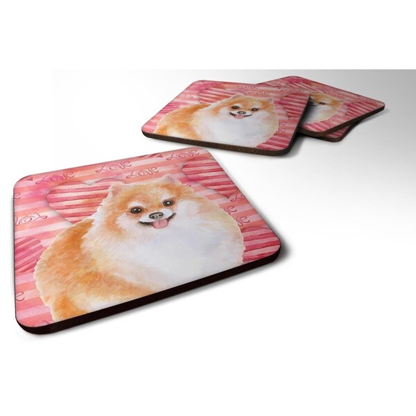 Carolines Treasures Pomeranian No.2 Love Foam Coaster - Set of 4 - BB9803FC