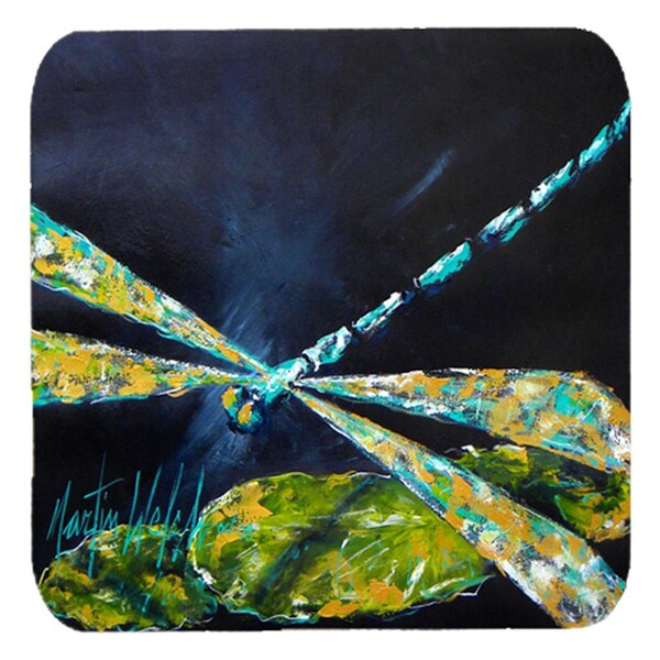 Carolines Treasures Insect - Dragonfly Night Flight Dark Blue Foam Coasters- Set of 4 - MW1028FC