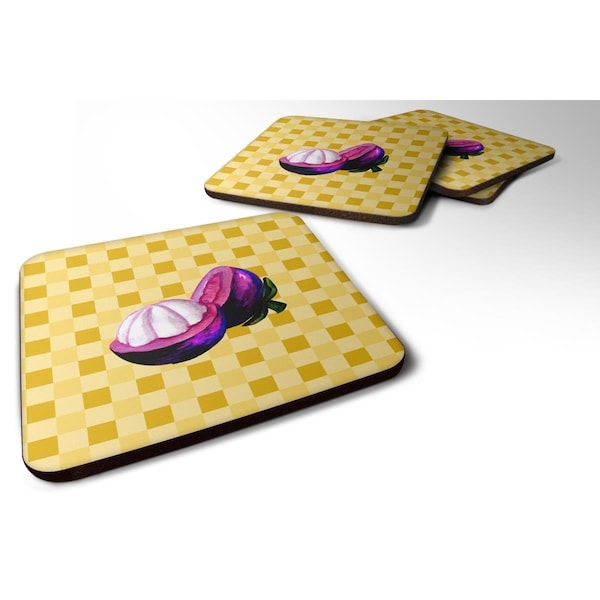 Carolines Treasures Mangosteen Sliced on Basketweave Foam Coasters - Set of 4 - BB7235FC
