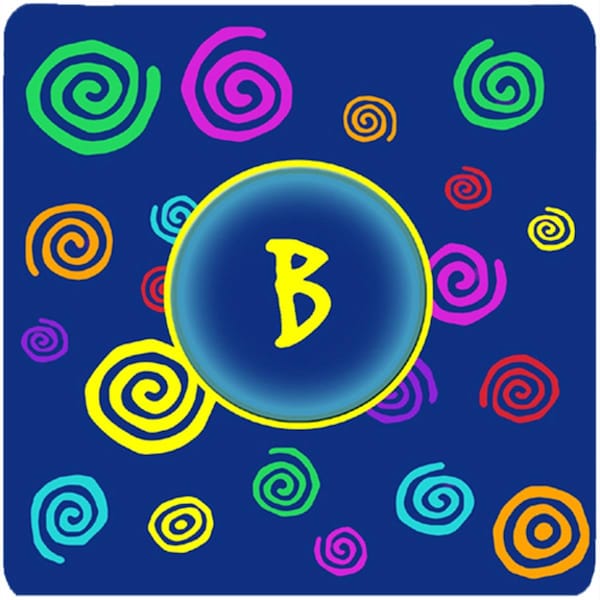 Carolines Treasures Monogram - Blue Swirls Foam Coasters Initial Letter B- Set of 4 - CJ1011-BFC