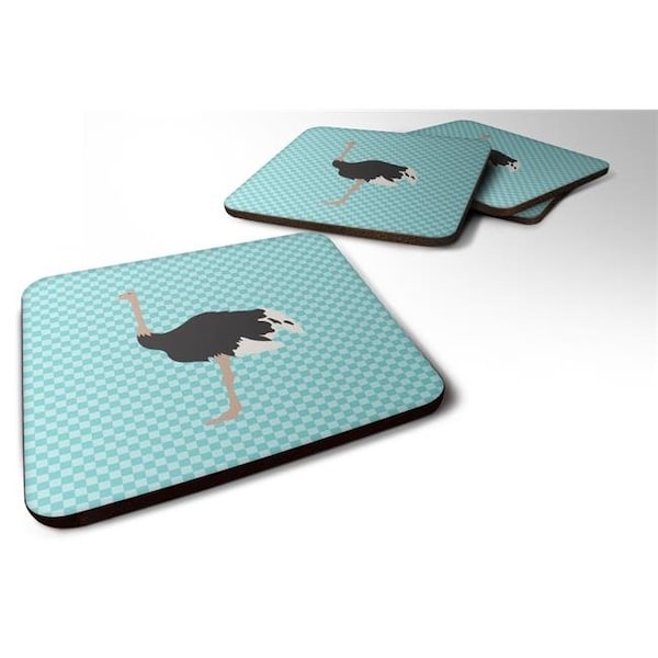 Carolines Treasures Carolines Treasures BB8098FC Common Ostrich Blue Check Foam Coaster; Set of 4 - BB8098FC