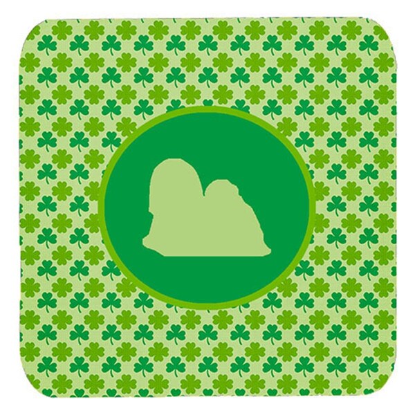 Carolines Treasures Lhasa Apso Lucky Shamrock Foam Coasters- Set of 4 - SDK1139-C-FC