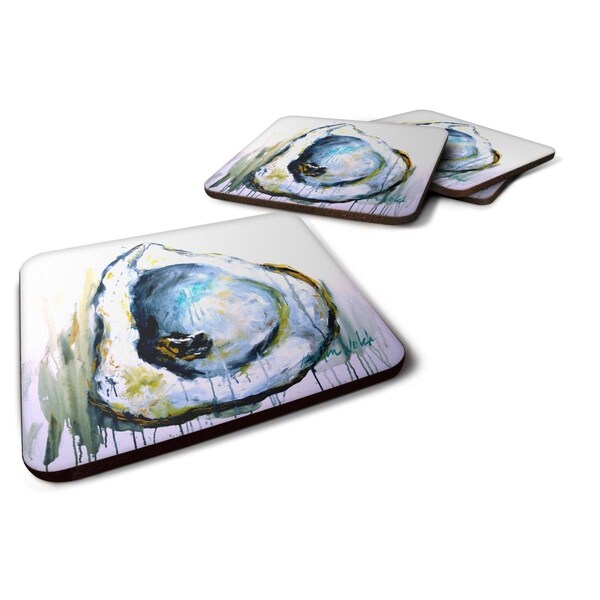 Carolines Treasures Aqua Sand Oyster Foam Coasters - Set of 4 - MW1300FC