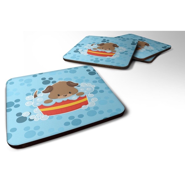 Carolines Treasures Puppy Taking a Bath Foam Coasters - Set of 4 - BB7077FC