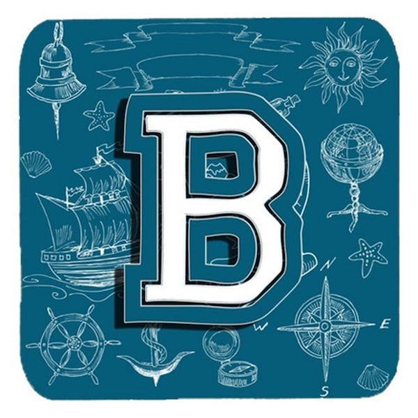 Carolines Treasures Letter B Sea Doodles Initial Alphabet Foam Coasters- Set of 4 - CJ2014-BFC