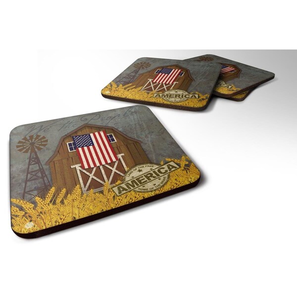 Carolines Treasures Patriotic Barn Land of America Foam Coasters - Set of 4 - VHA3036FC