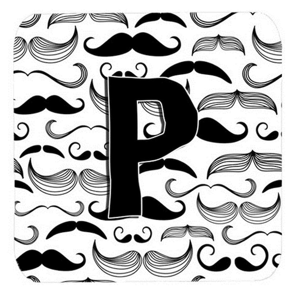 Carolines Treasures Letter P Moustache Initial Foam Coasters- Set of 4 - CJ2009-PFC