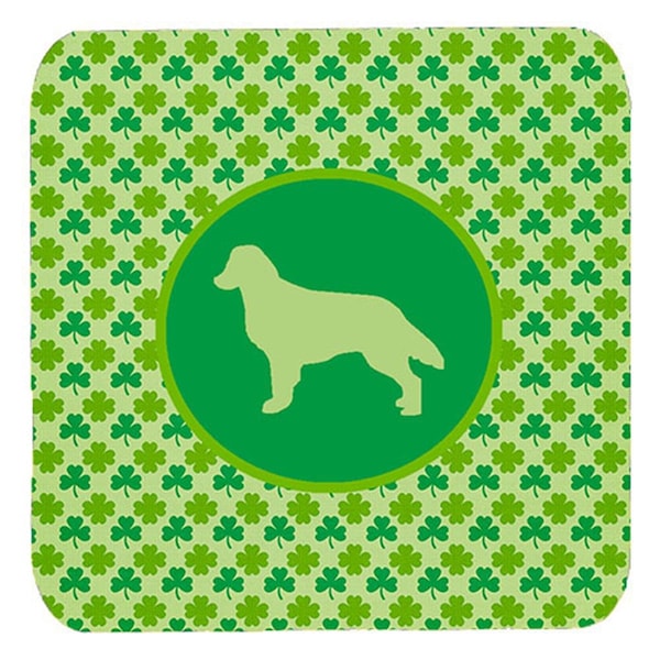 Carolines Treasures Flat Coated Retriever Lucky Shamrock Foam Coasters- Set of 4 - SDK1031-C-FC
