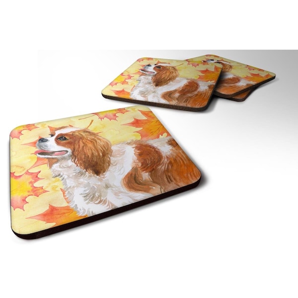 Carolines Treasures Cavalier Spaniel Fall Foam Coaster, 3.5 x 3.5 in. - Set of 4 - BB9924FC