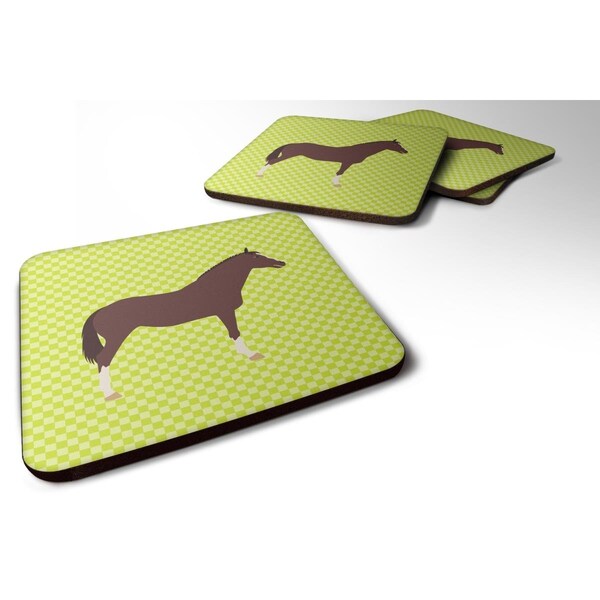 Carolines Treasures English Thoroughbred Horse Green Foam Coaster, Set of 4 - BB7739FC