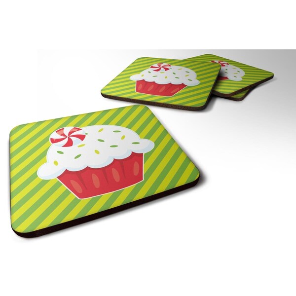 Carolines Treasures Christmas Pepermint Cupcake Foam Coasters - Set of 4 - BB6819FC