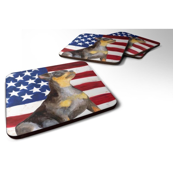 Carolines Treasures Miniature Pinscher No.2 Patriotic Foam Coaster - Set of 4 - BB9724FC