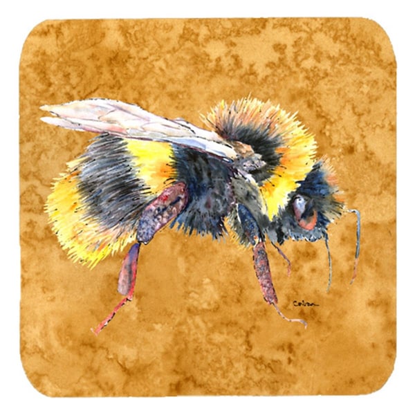 Carolines Treasures Bee On Gold Foam Coasters- Set of 4 - 8850FC
