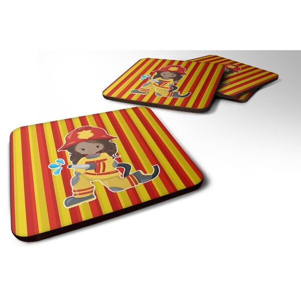 Carolines Treasures Fireman Girl Foam Coasters - Set of 4 - BB7000FC