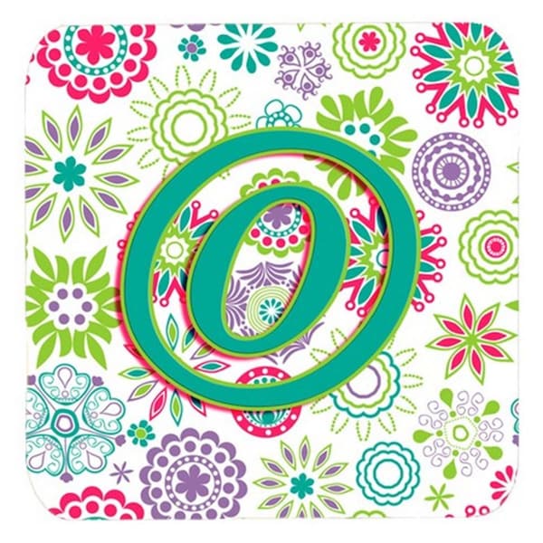 Carolines Treasures Letter O Flowers Pink Teal Green Initial Foam Coasters- Set of 4 - CJ2011-OFC
