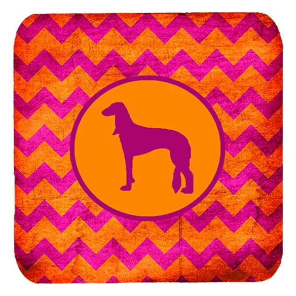 Carolines Treasures Saluki Chevron Pink And Orange Foam Coasters- Set of 4 - SDK1146-B-FC