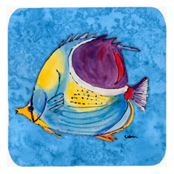 Carolines Treasures Fish Tropical On Blue Foam Coasters- Set of 4 - 8676FC