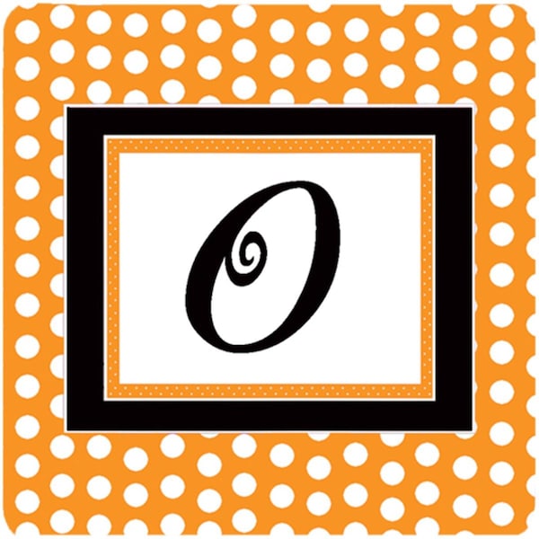Carolines Treasures Set of 4 Monogram - Orange Polkadots Foam Coasters Initial Letter O - CJ1033-OFC