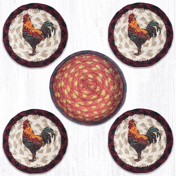 Razoredge 5 x 5 in. CNB-471 Rustic Rooster Coasters in a Basket - RA2548500