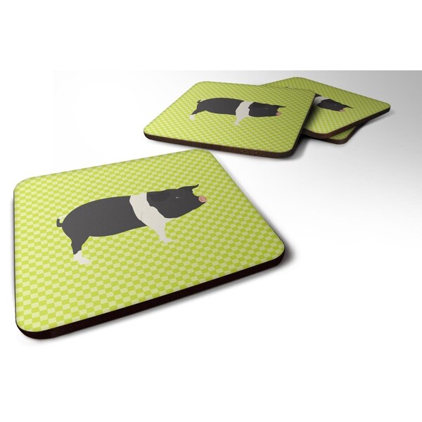 Carolines Treasures Hampshire Pig Green Foam Coaster, Set of 4 - BB7765FC