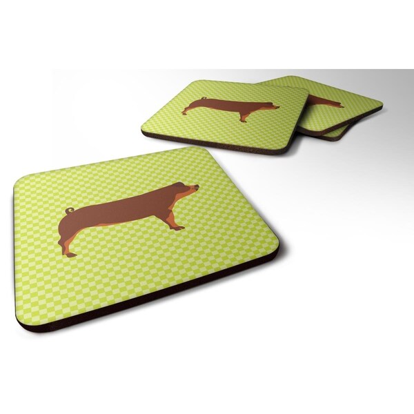 Carolines Treasures Duroc Pig Green Foam Coaster, Set of 4 - BB7768FC