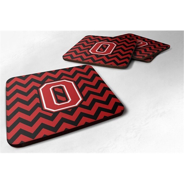 Carolines Treasures Letter O Chevron Black and Red Foam Coaster, Set of 4 - CJ1047-OFC