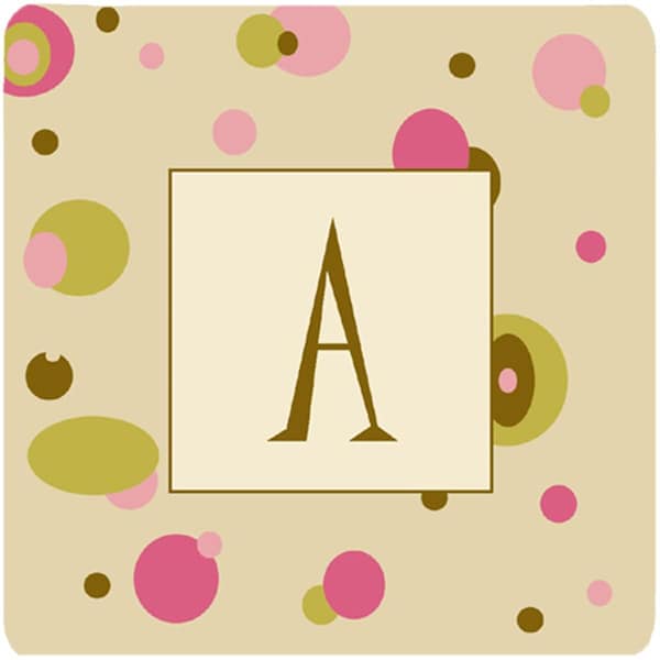 Carolines Treasures Monogram - Tan Dots Foam Coasters Initial Letter A- Set of 4 - CJ1004-AFC
