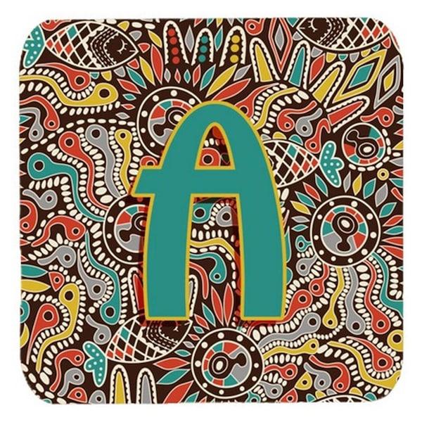 Carolines Treasures Letter A Retro Tribal Alphabet Initial Foam Coasters- Set of 4 - CJ2013-AFC