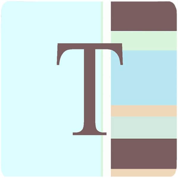 Carolines Treasures Monogram - Blue Stripes Foam Coasters Initial Letter T- Set of 4 - CJ1003-TFC