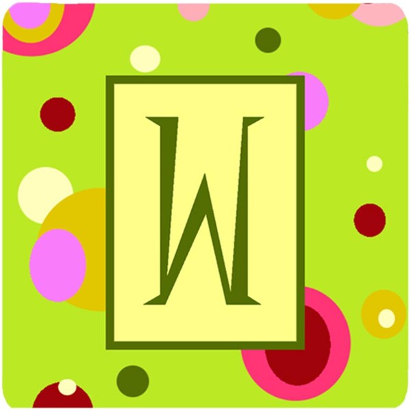Carolines Treasures Monogram - Green Foam Coasters Initial Letter W- Set of 4 - CJ1010-WFC