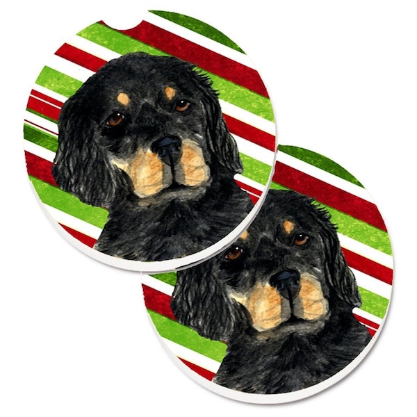 Carolines Treasures Gordon Setter Candy Cane Holiday Christmas Cup Holder Car Coaster, 2PK - SS4584CARC