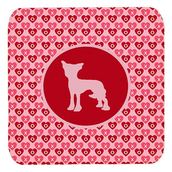 Carolines Treasures Chinese Crested Valentine Hearts Foam Coasters, 3.5 x 3.5 in., 4PK - SDK1099-A-FC