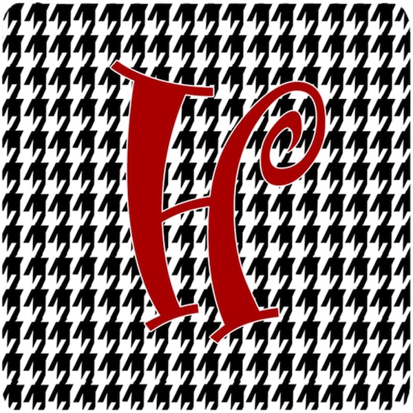Carolines Treasures Set of 4 Monogram - Houndstooth Black Foam Coasters Initial Letter H - CJ1035-HFC