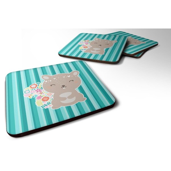 Carolines Treasures Flowered Squirrel Foam Coasters - Set of 4 - BB6936FC