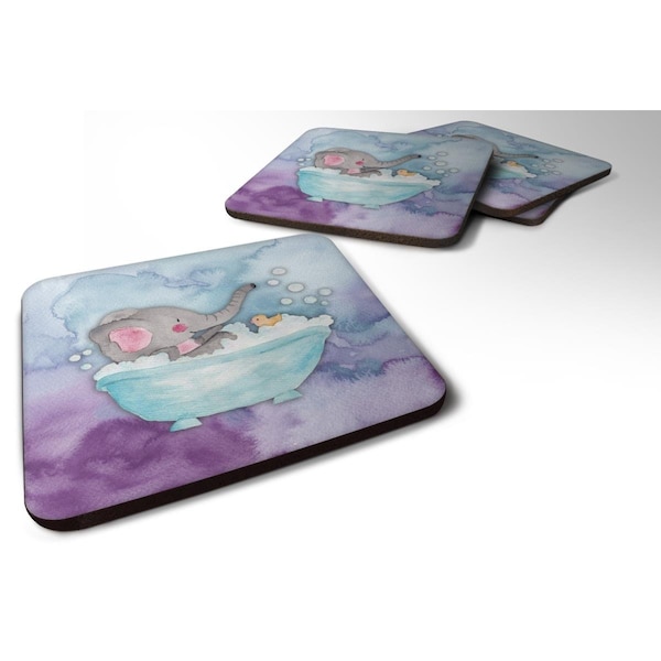 Carolines Treasures Elephant Bathing Watercolor Foam Coasters - Set of 4 - BB7346FC